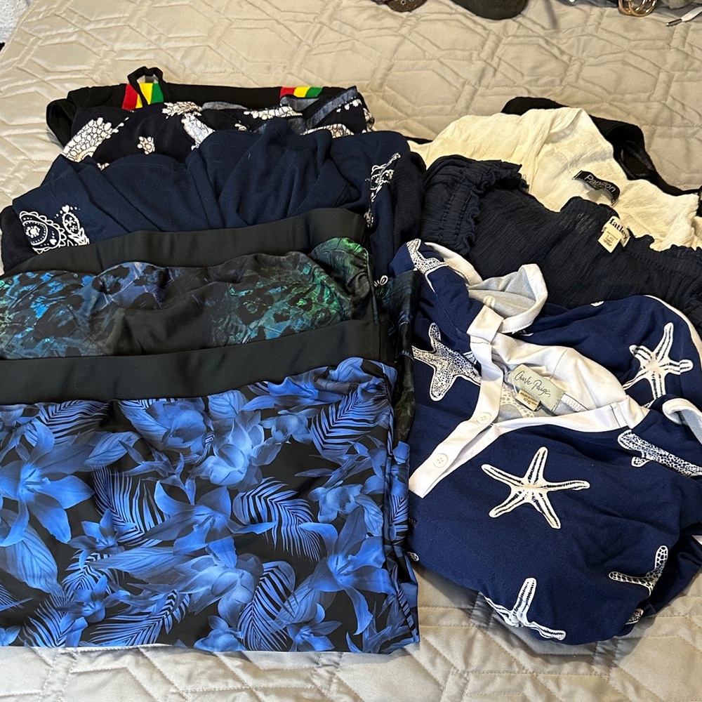 Sz L⭐️Like New 9 Piece Swim Bundle: 2 Bandeau Tankini Tops, 7 Coverups.